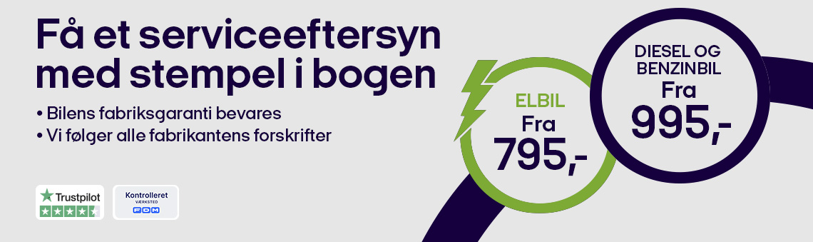Serviceeftersyn med stempel i bogen
