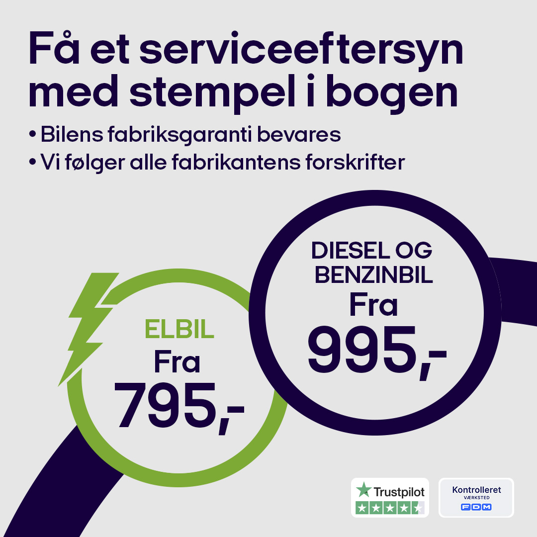 Serviceeftersyn med stempel i bogen